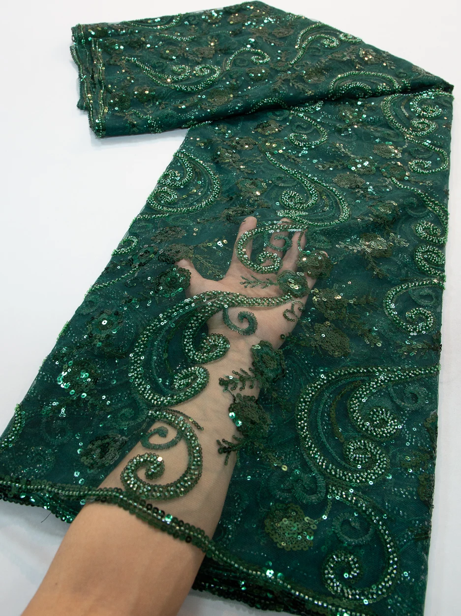 African Nigerian Material Lace Fabric For Wedding With Sequins Embroidery French Lace Fabrics TY3800