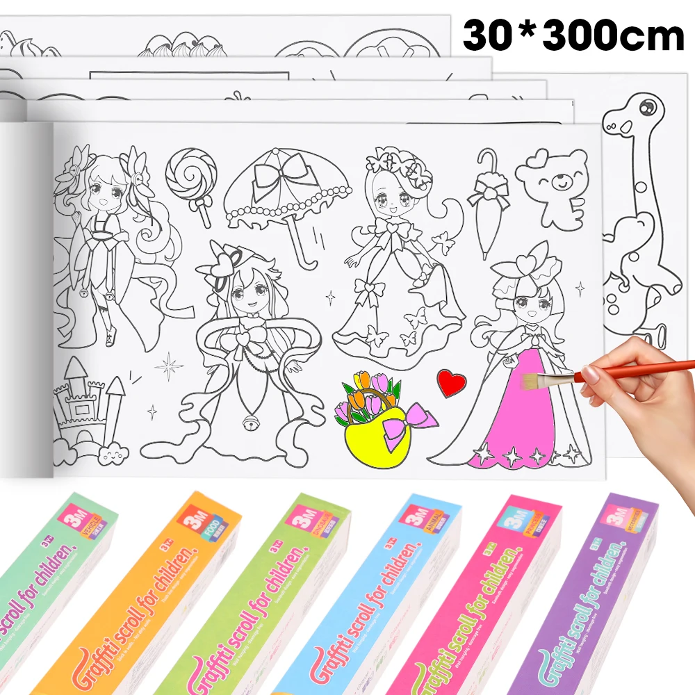 Children Coloring Paper Roll | DIY Wall Sticky Children