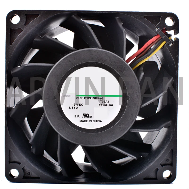 

COOLING REVOLUTION V80E12BS1NB5-07 8cm 8038 12V 4.54A Double Ball Bearing Super Air Booster Fan