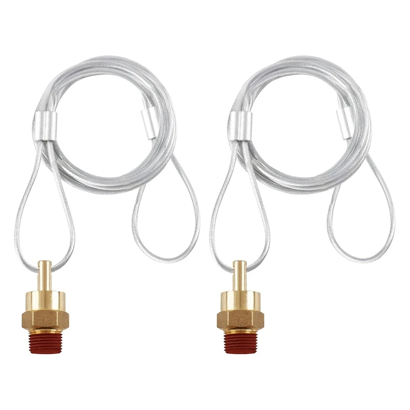 A05Q-2 Pack Of 3/8Inch NPT Air Tank Drain Valve With 60Inch Cable,For Air Compressor Drain Valve Cable,For Semi Truck Trailer