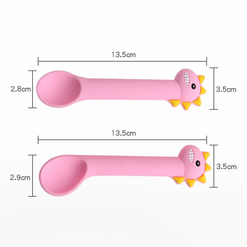 Spoon For Baby Utensils Set Auxiliary Food Silicone Gel Spoon Baby Learn To Eat Training Bendable Soft Children Tableware