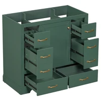 36" Bathroom Vanity Without Sink, Cabinet Base Only, Six Drawers, Multi-Functional Drawer Divider, Adjustable Shelf, Green 1