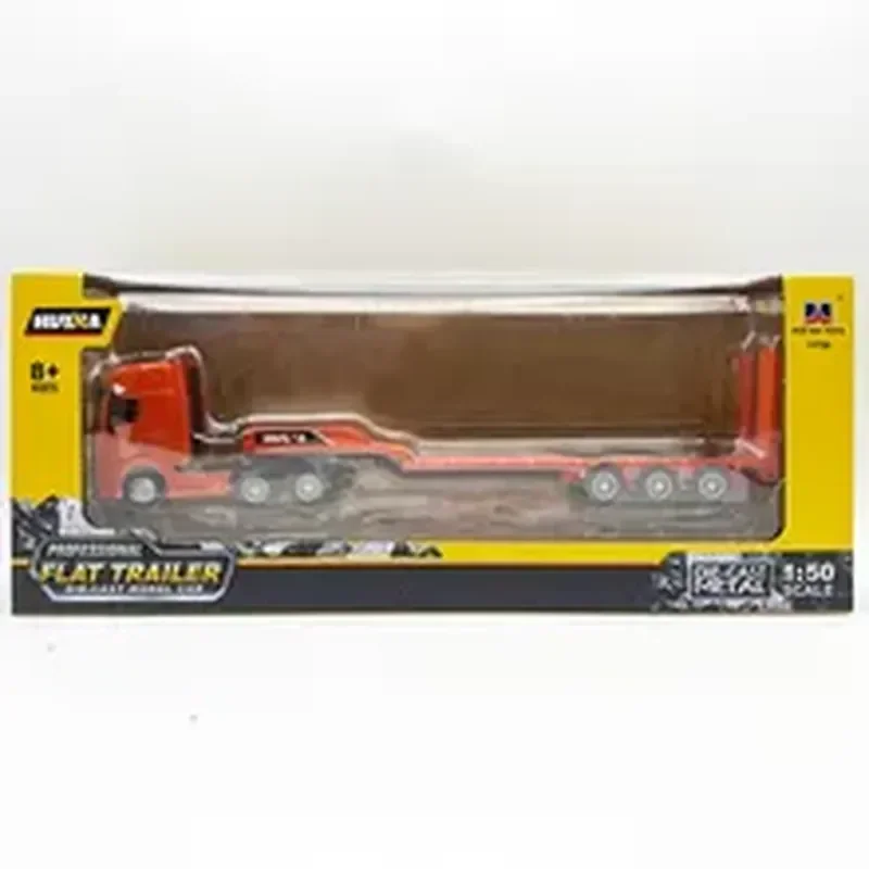 Huina 1730 Model Truck 2023 New 1:50 Scale Semi -alloy Flat Trailer 12 Wheel Engineering Vehicle Diecast Car Toy For Boys Child 3