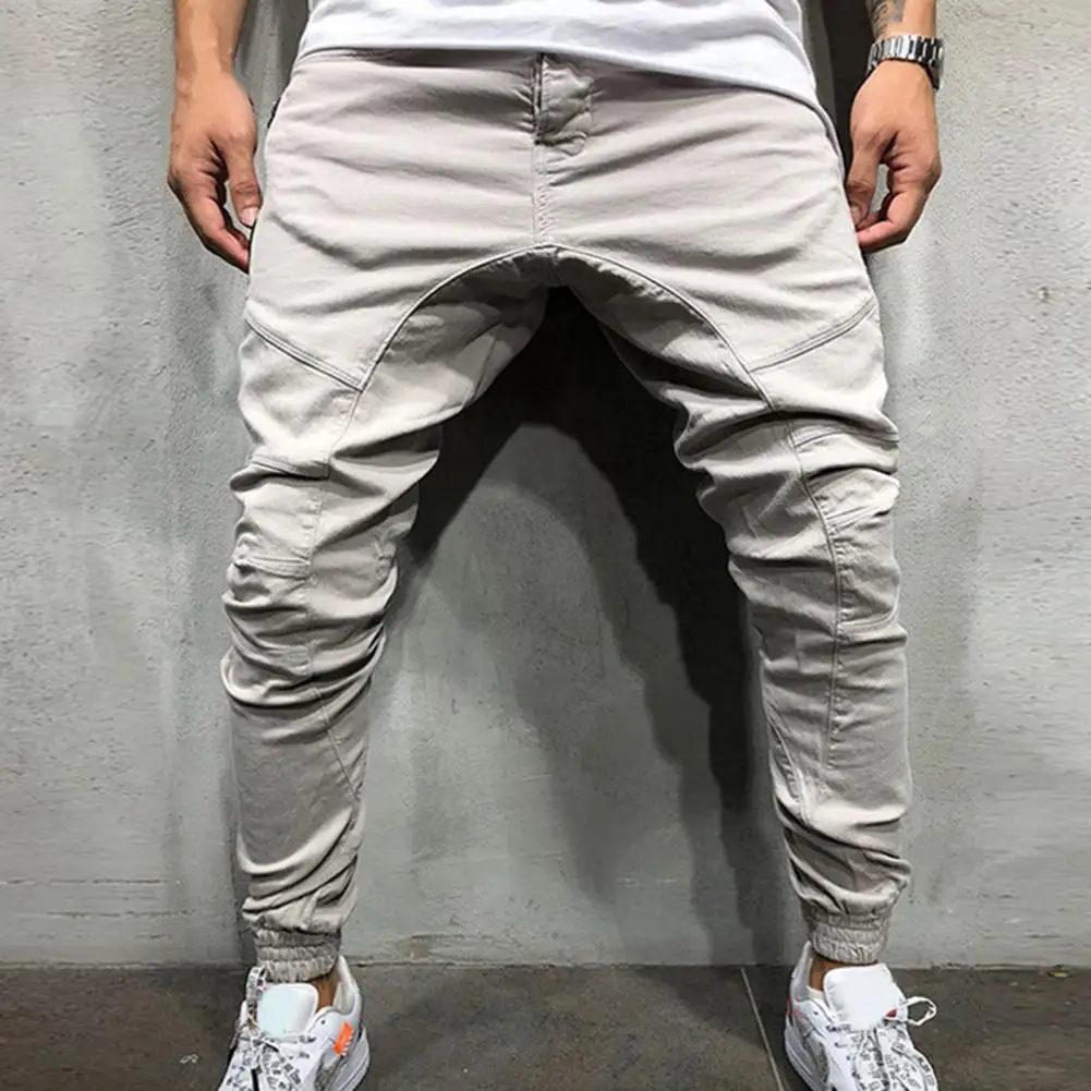 

Простые штаны для бега, ветрозащитные ребристые брюки до щиколотки в стиле хип-хоп, на молнии, с карманами, мужские спортивные брюки-карандаш со средней талией, облегающие брюки