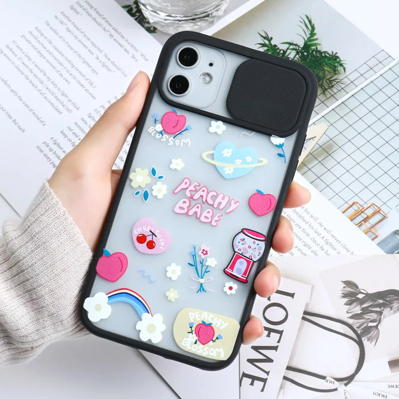 Case For iPhone 13 Case iPhone 11 13 12 Pro Max Cover Flower Slide Case For iPhone XR X XS Max 8 7 Plus 6 12 Mini SE 2 3 Funda clear iphone 11 Pro Max case