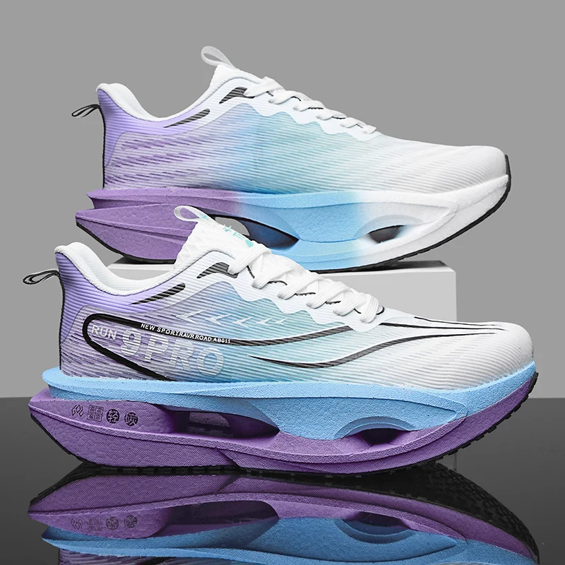 Men's High-Quality Lightweight Running Shoes with Full Palm Cushion and Carbon Plate