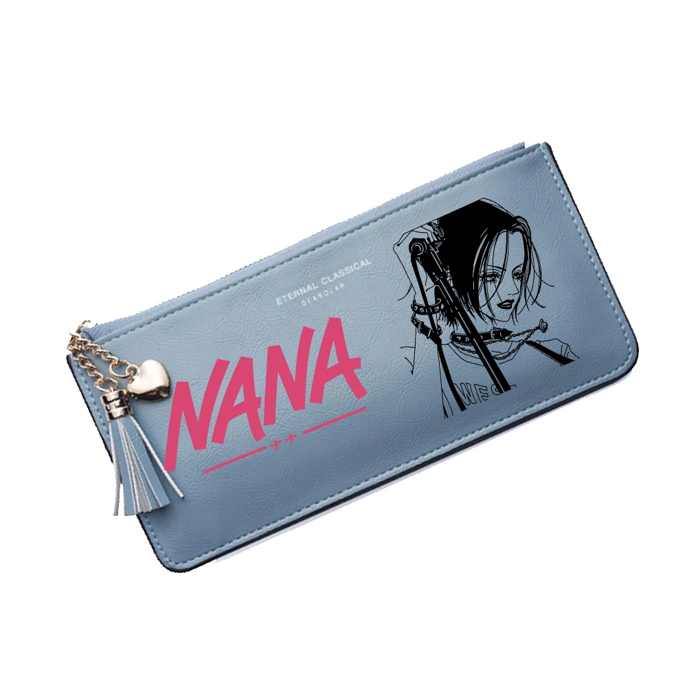 アニメnana-女性用ピンクの財布,コインポケット付きのロングカード