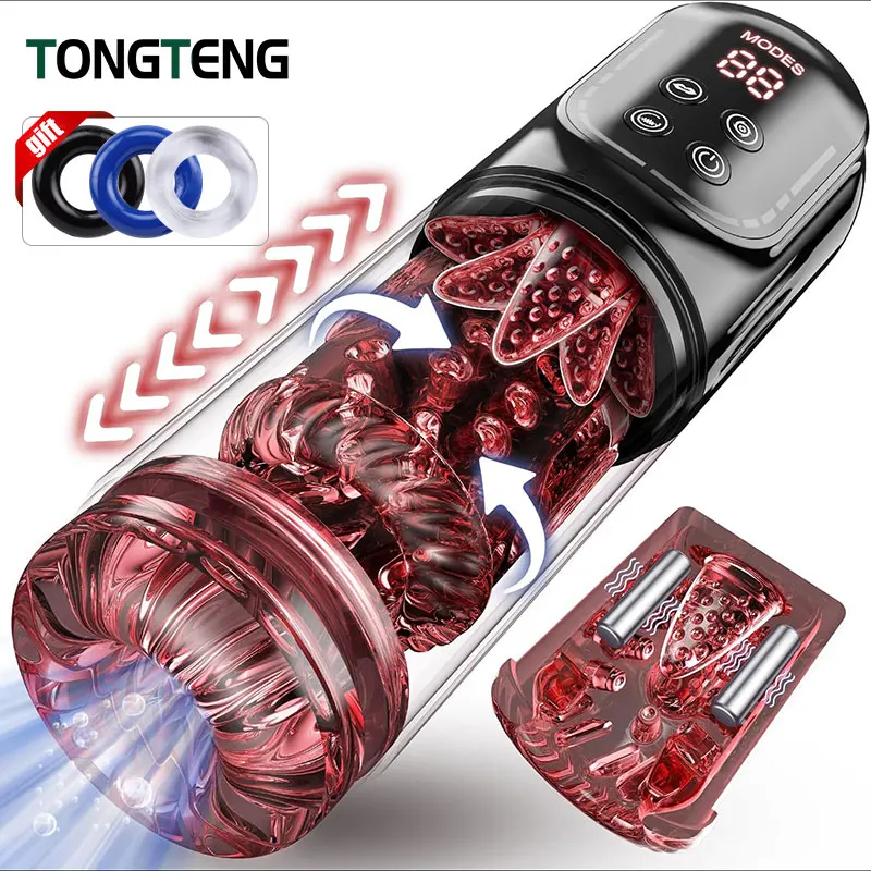 Male Masturbator APP LED Automatic Male Masturbator Cup 7 Sucking Rotating Licking Thrusting Modes Pocket Pussy Stroker Blowjob Sex Toys for Men