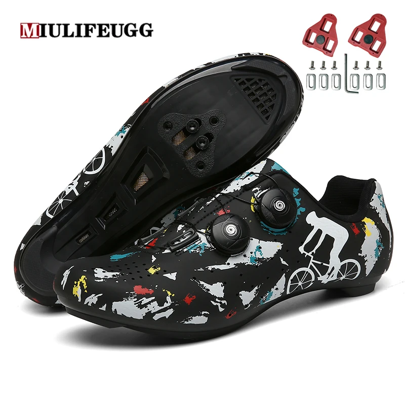 Cycling Shoes MIULIFEUGG MTB Cycling Shoes Men Sports Self-locking Road Bike Sneakers Clits Racing Women Bicycle Shoe Flat Cleat Mountain SPD