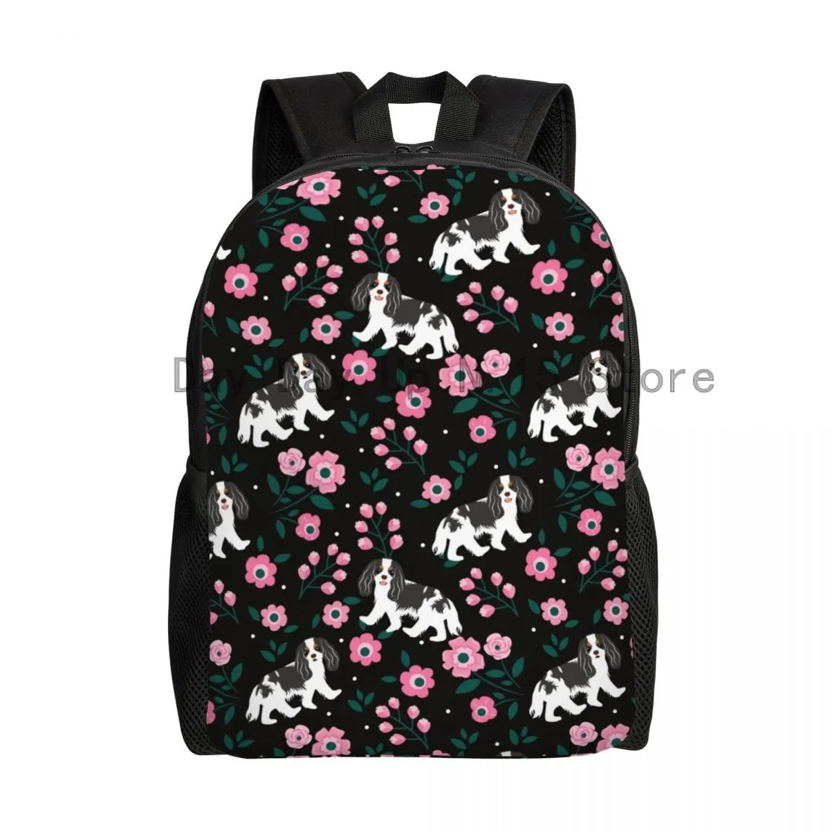 

Black And White Cavalier King Charles Spaniel Dog Backpack for Men Women College School Student Bookbag Fits 15 Inch Laptop Bags
