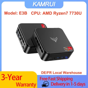 KAMRUI E3B AMD Ryzen 7 7730U Mini PC 16GB RAM 512G 1TB ROM SSD Windows 11 Pro Ultra Slim Small Desktop Computer for Office Home Gaming WiFi 6