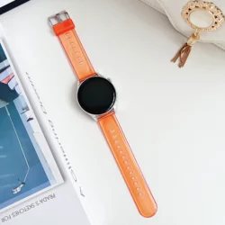 Enhanced Silicone Watch Strap - Premium Transparent Band, 20mm Adjustable Width for 22mm (Orange)