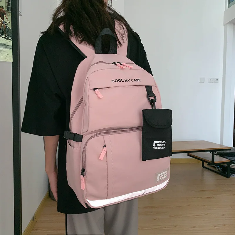 

School Backpack Korean Backpacks for Girls Fashion Women's Trend Students Large Capacity Schoolbag Casual New Travel Female Bags