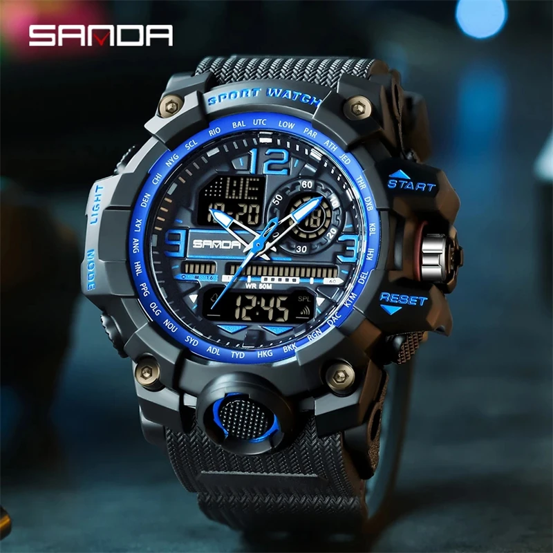 SANDA 3133 2022 G Style New Men's Watches 50M Waterproof Shock Sports Military Quartz Watch For Male Digital Wristwatch Clock 5