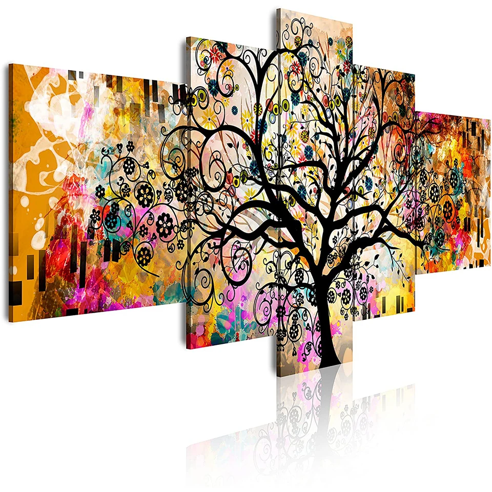 

5 панельных элементов, дневное Дерево жизни, 5 шт. в наборе, полная мозаика, пейзаж, алмазная вышивка, вышивка, домашний декор