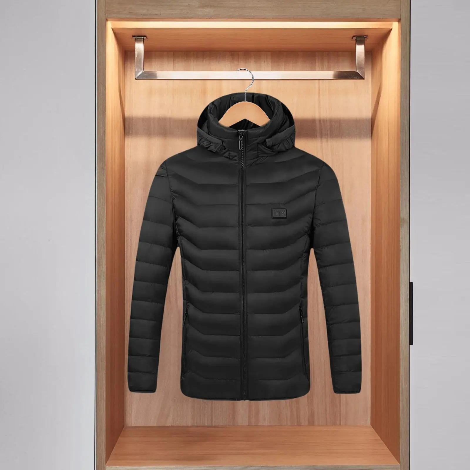 Winter Heating Warm Coat Hooded Windproof Outerwear Nylon Polyester Men’s Ski Jacket for Cold Environments