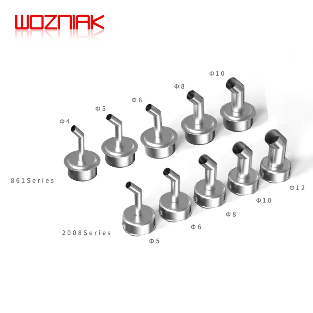 WOZNIAK 경사 핫 에어 깍지, 861 850 퀵 2008, 45 도 마더보드 칩, 이니폼 가열 에어건 헤드와 호환