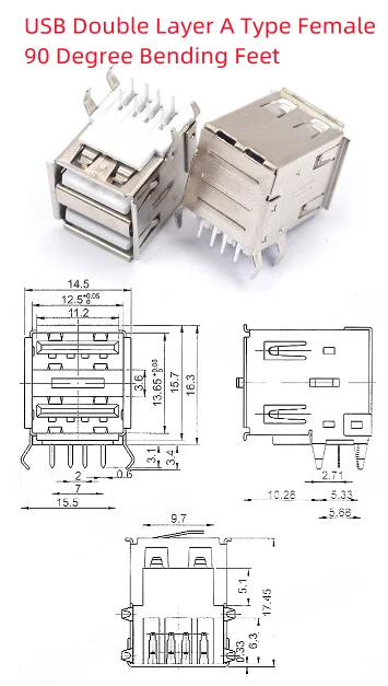 

10 шт., двухслойный микро-Коннектор с USB-портом