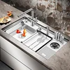 ASRAS New Large Size Cup Rinser Stepped Kitchen Sink SUS 304 Stainless Steel Handmade Brushed Kitchen Cup Rinser Stepped Sinks 1