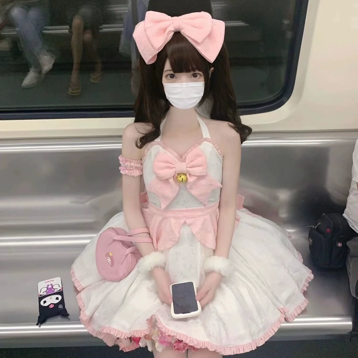 Sexy Lolita Pink Maid Dress Japanese Sweet Women Kawaii Dress Role Play  Costume
