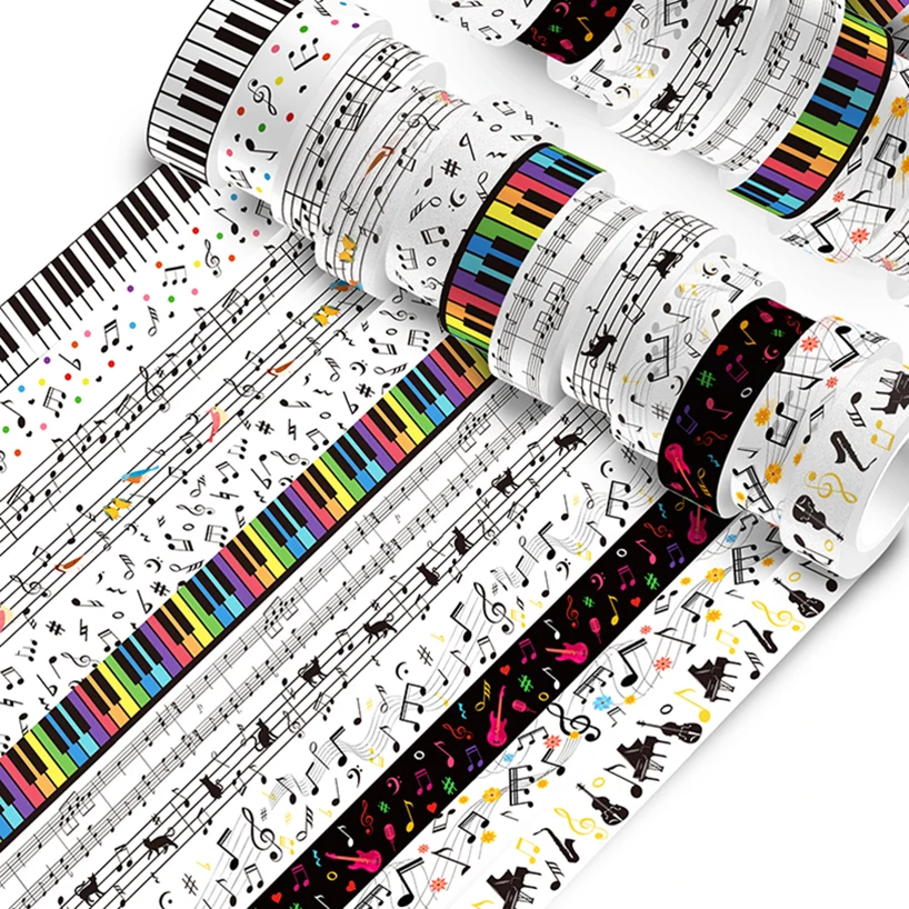 Music Washi Tape 12 Rolls Washitape Scrapbooking Supplies Piano Keys Decorative Adhesive Tape School Supplies Masking Tape 2