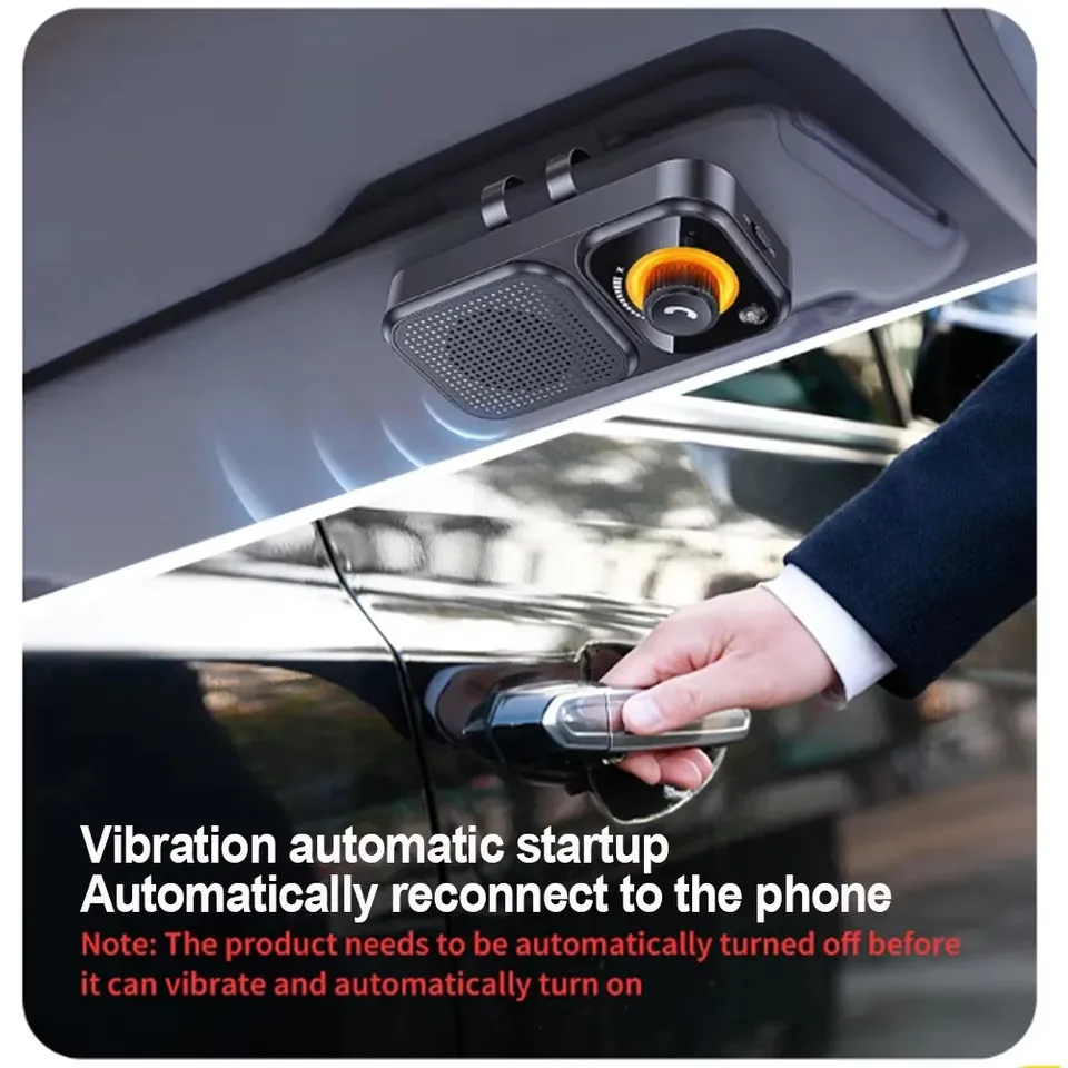 Kit Vivavoce Auto Bluetooth 5.4 Con Display Digitale, Scheda SD 32 GB, Microfono Per Visiera E Lettore FM – Batteria 1000 MAh E Cancellazione Rumore DSP