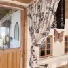 Flower Pattern Window Tulle Curtain Embroidery Black Lace Valance Door Kitchen Cabinet Window Curtains Hotel Cafe Room Divider 2