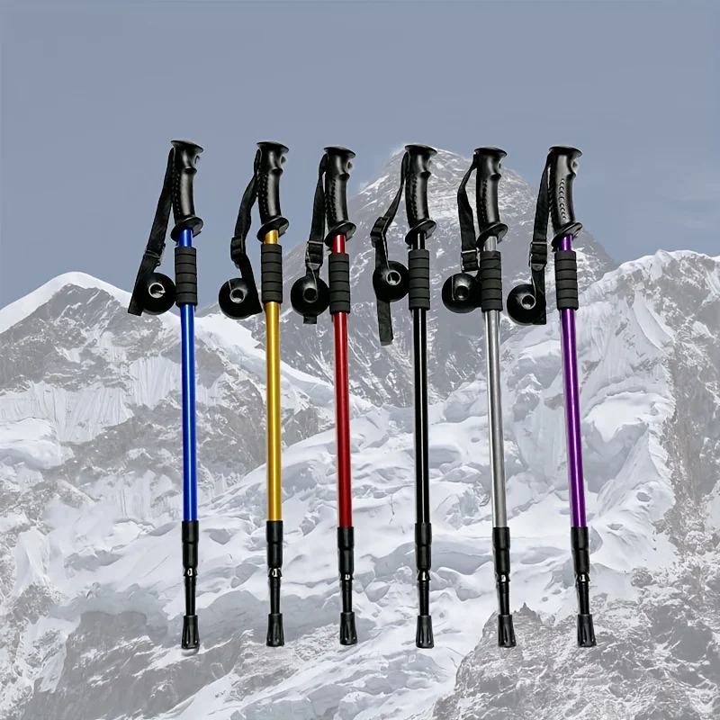 1pc Aluminium Alloy Teleskopic Stick Hiking Poles Bastão De Trekking Walking Stick Ultralight Absorber Walking Cane Alpenstock 2