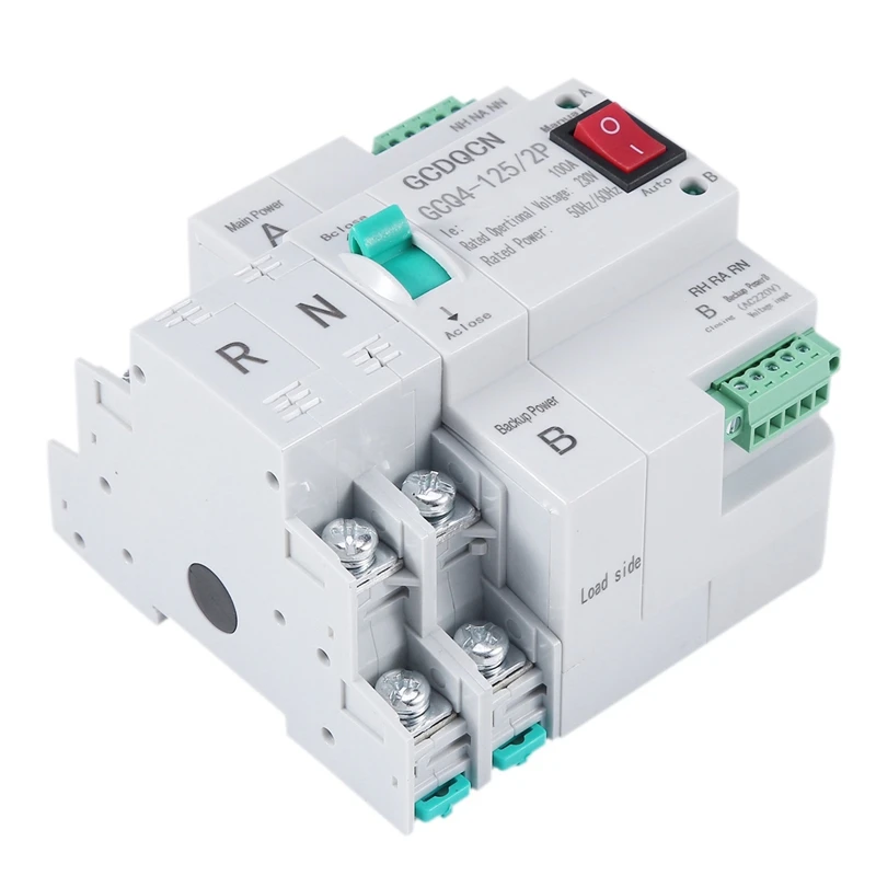 N15R-3X Dual-Power Automatic Transfer Switch 2P 100A Household 35Mm Rail Installation