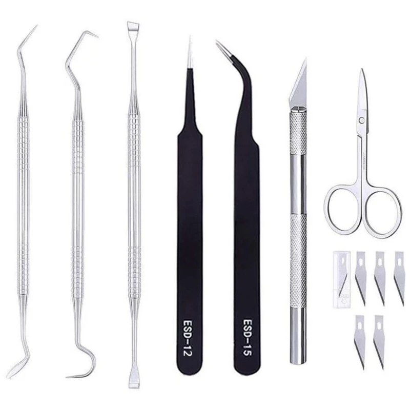 

N0HB Vinyl Weeding Craft 12Pcs Engraving Knife Weeder Hooks Scissor Set