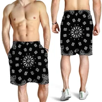 3D Print Black Paisley Bandana Pattern Shorts For Men Quick Dry Oversized Beach Shorts Homme Mens Swim Trunk Short Pants 2