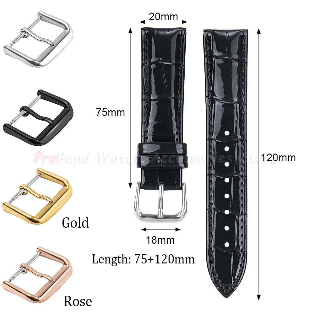 Premium Shiny Leather Watch Strap Replacement Bracelet