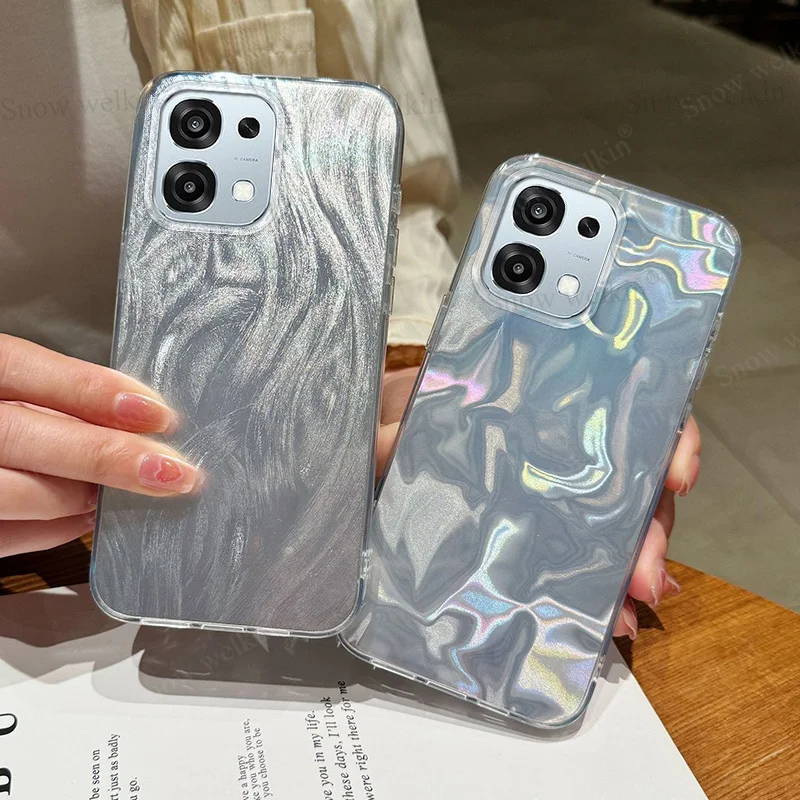 Luxury Laser Silver Gradient Shockproof Phone Case with TPU Bumper