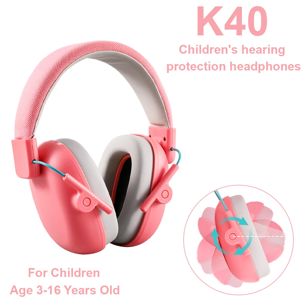 새로 업그레이드된 K40 어린이용 귀 보호 안전 귀마개, 어린이용 조절 가능 NRR 25dB 안전 귀마개