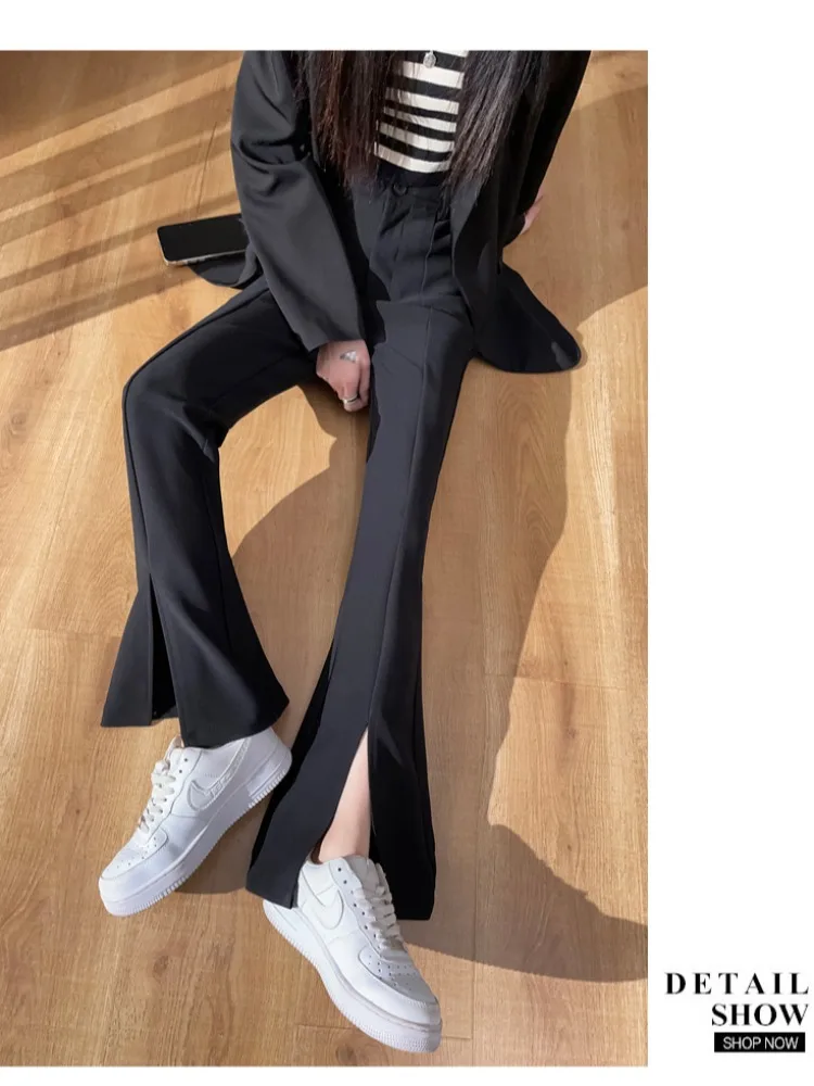 Wide Leg Pants For Women's Spring 2024, New Draped Casual High Waisted Slimming And Slim Fitting Fashion Horseshoe Pants