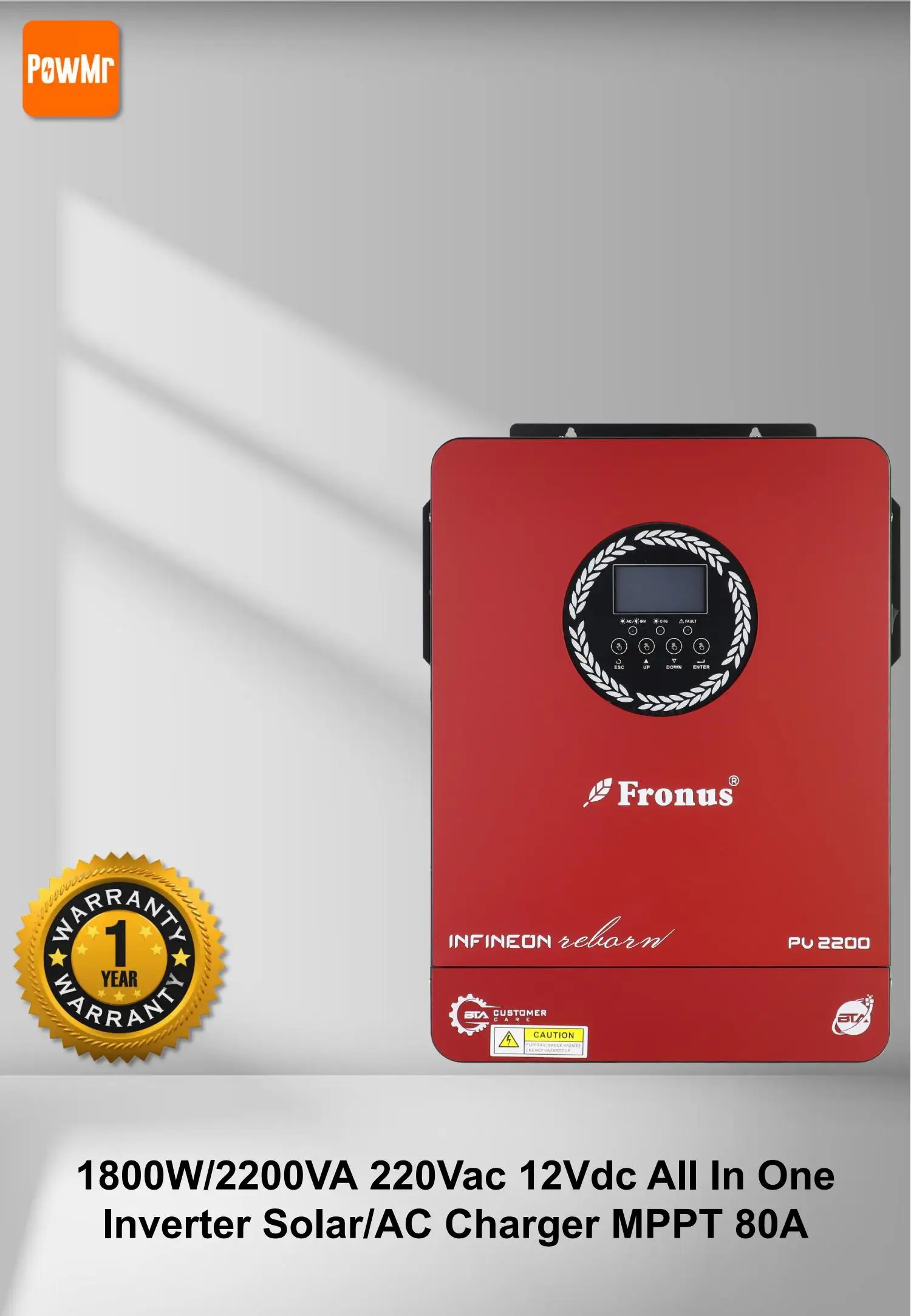 Solar Inverter PowMr 1800W 3000W Hybrid Solar Inverter 12V 24V 230V Off Grid Pure Sine Inverter with MPPT 60A Solar Battery Charger