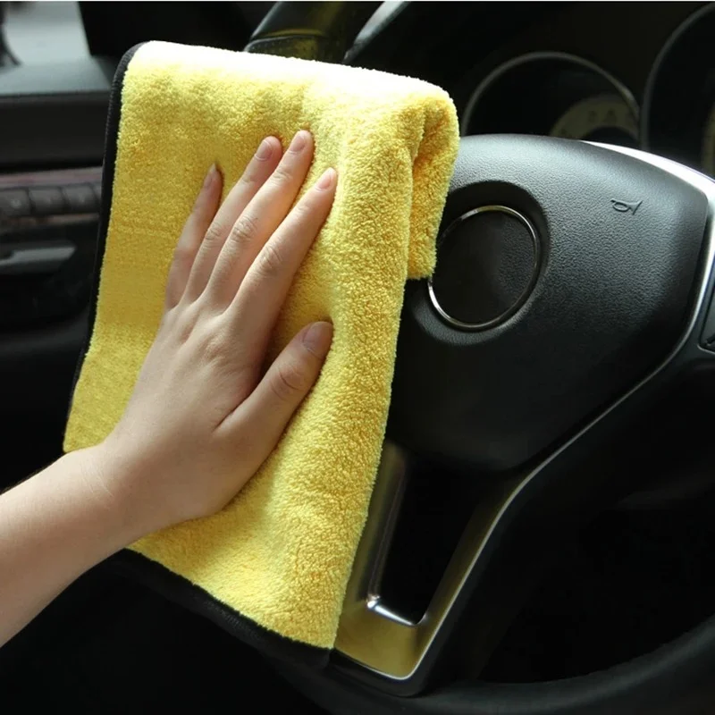 1-5pcs Microfiber Cleaning Towel Thicken Soft Drying Cloth Car Body Washing Wipe Rag Towels Double Layer Clean Rags 30/40/60cm microfiber towel microfiber cleaning cloths microfiber car towel microfiber towels microfiber washing towel car washing towel drying cloth