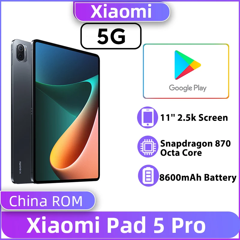 11'' Xiaomi Mi Pad 5 Pro 5G Snapdragon 870 128GB/256GB 8600mAh 120Hz 67W  Charge