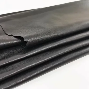 0.6mm Genuine Black Sheepskin Leather Fabric 1