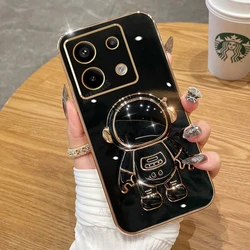 Astronaut Holder Luxury Plating Silicone Stand Case for RedmiNote13 Pro plus (YHY Black)