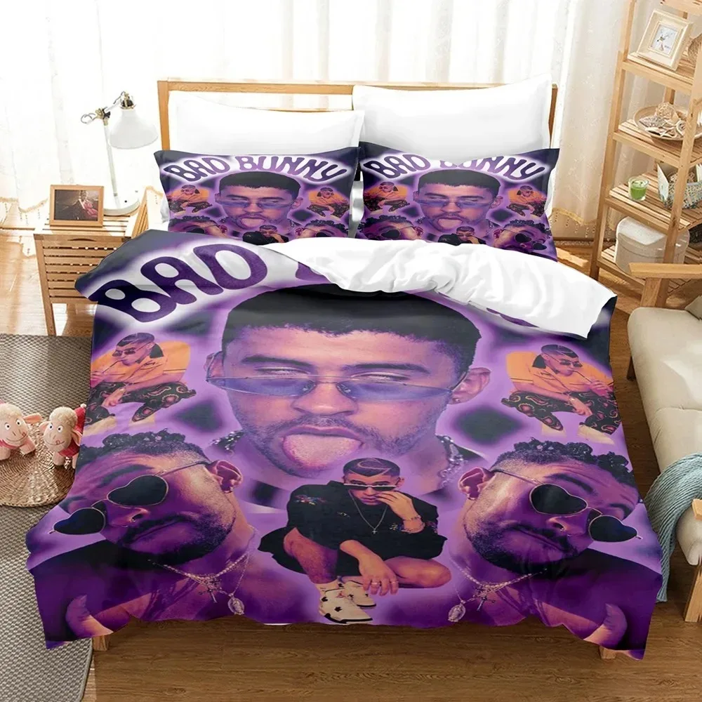 Bad Bunny Un Verano Sin Ti Duvet Cover Set Fashion Canvas Painting Bedding Set,Adults Teens Full Queen Size Comforter Cover Sets 3