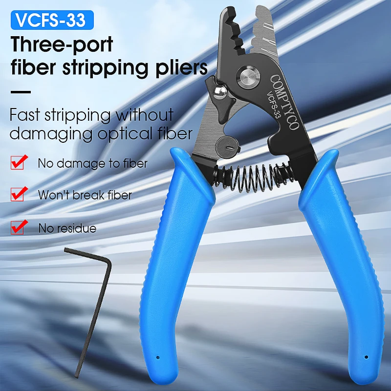 Fiber Optic Tool Kit VCFS-33 Three-Port Stripper + VCFS-J1 3*2mm Leather Wire Stripper + Aramid scissors Fiber Tool Combination