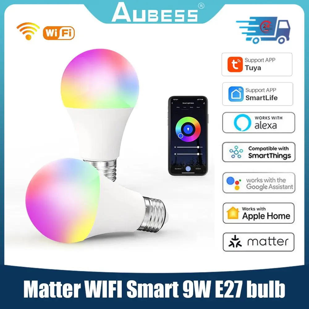 MatterWIFISmartBulb9WRGBE27LEDLampAPPControlDIYSmartHome