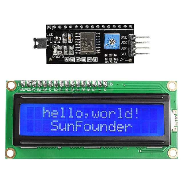 Modulo I2C Per LCD1602 + Display Giallo E Blu - Per Arduino, Con Cavo Dupont - Foto 10