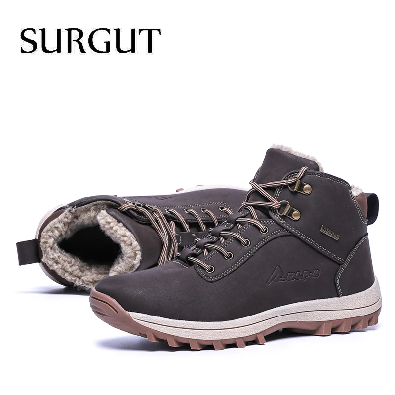 Fashion Winter Snow Boots Men Male Casual Shoes Adult Rubber High Top Warm Plush Warm Ankle Boots men leather boots business mens boots