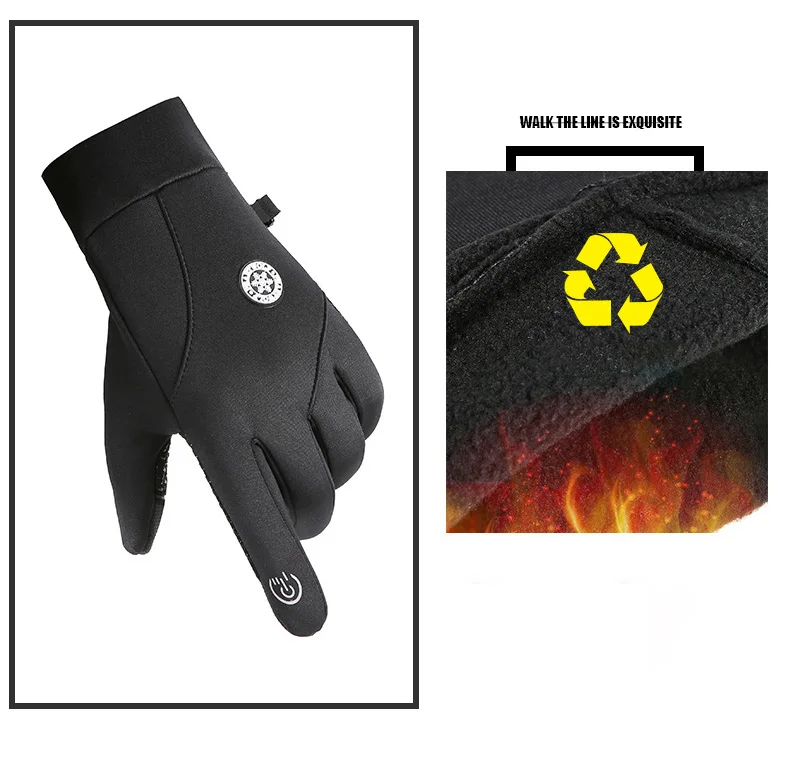 Winter Warm Gloves for Men Autumn Cycling Gloves Motorcycle Outdoor Sports Touch Screen Fleece Water-Repellent Non-slip Gloves