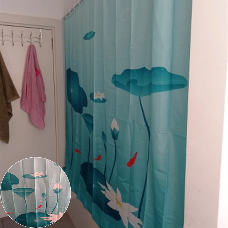 Chinese Style Shower Curtain 3d Print Flower Plant Landscape Bathtub Screen Decor Waterproof Polyester Bathroom Bedroom Curtains