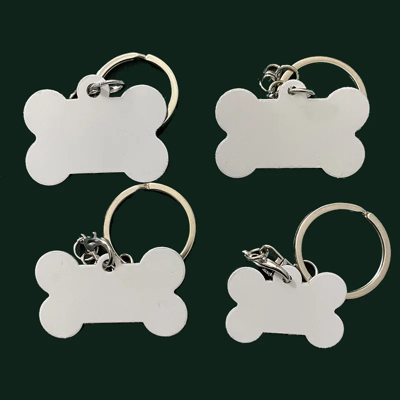 Bone Shaped Personalized Double-side White Aluminum Sublimation Metal  Blanks For Dog Tags Free Shipping