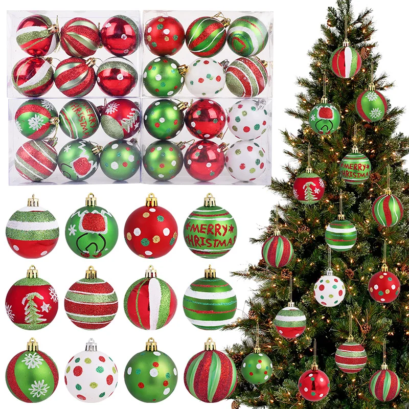 6Pcs/box 6cm Christmas Balls Green Red Xmas Tree Hanging Pendants Ornament 2026 New Year Festival Party Home Decoration DIY Gift