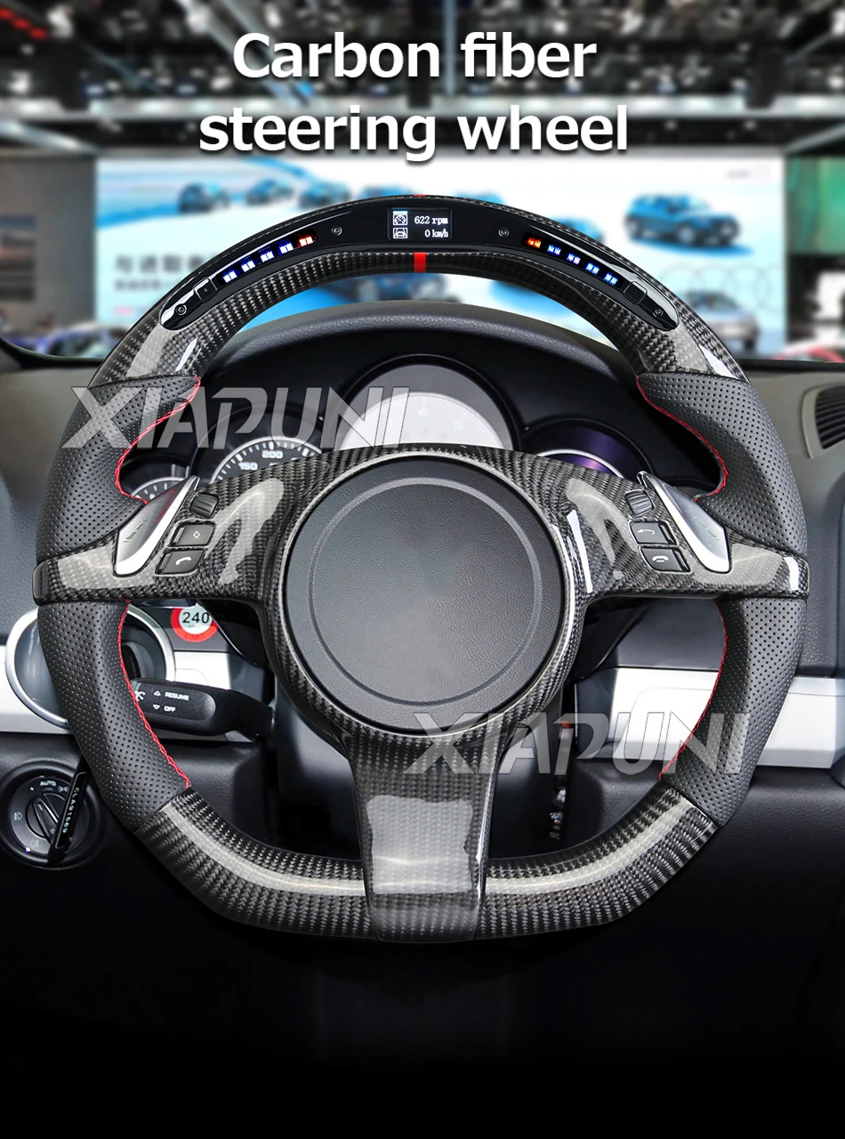 Carbon Fiber LED Steering Wheel Customized for Porsche Cayenne/Panamera 2010-2016 Racing Wheel - - Racext 17